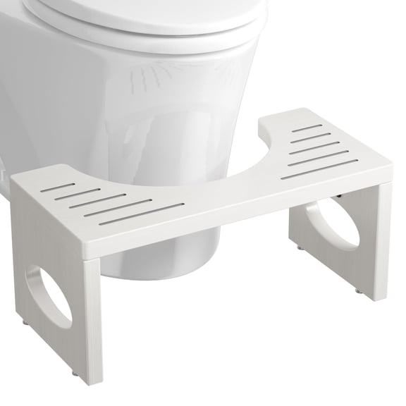 7 Inch Bamboo Toilet Stool, Foldable Poop Stool, Bathroom Step Stool Squat (Black)