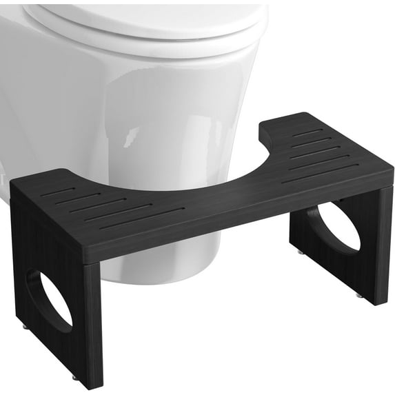 7 Inch Bamboo Toilet Stool, Foldable Poop Stool, Bathroom Step Stool Squat (Black)