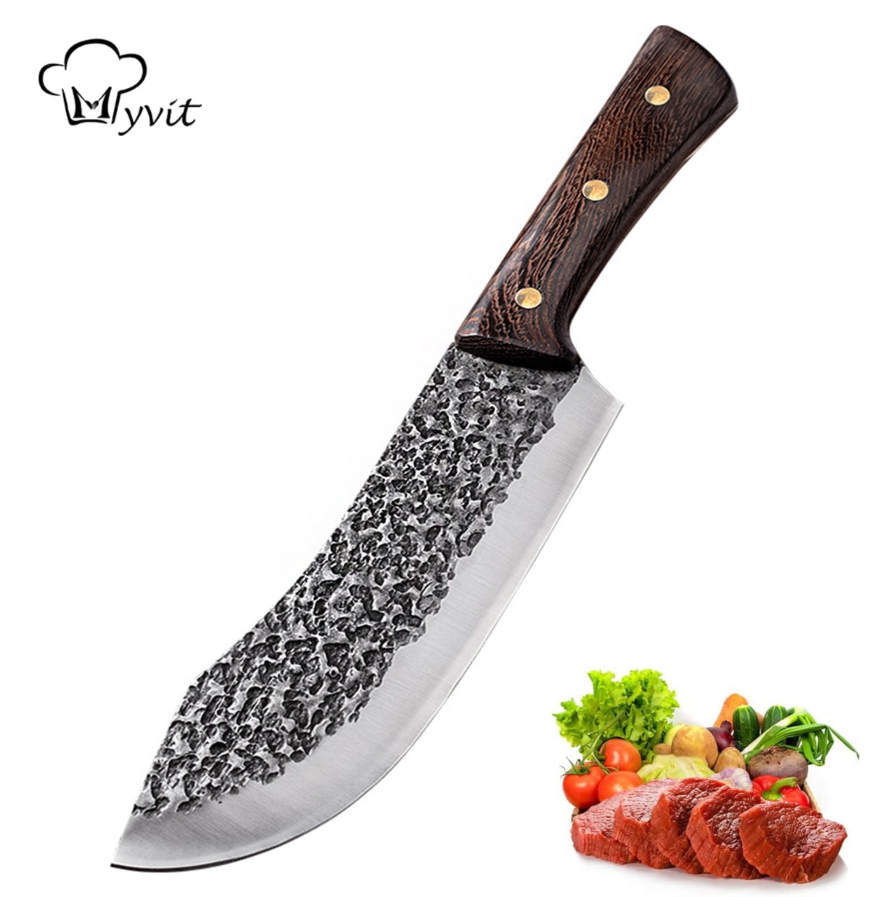 ENOKING Meat Cleaver Hand Forged Chef Knife High Carbon Steel Kitchen  Butcher Knife with Full Tang Handle Leather Sheath Chopping Knife for  Kitchen, Camping, BBQ (6.3 In) - Yahoo Shopping