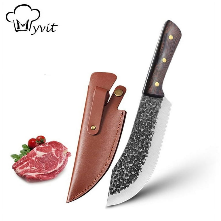 Meat Cleaver, 10 inch Black Meat Cleaver Boning Knife, Chef Chopping  Butcher Cooking Knife, High Carbon Steel Sharp Kitchen Viking Knife with  Sheath Gift Box Bottle Opener for Outdoor BBQ Camping 