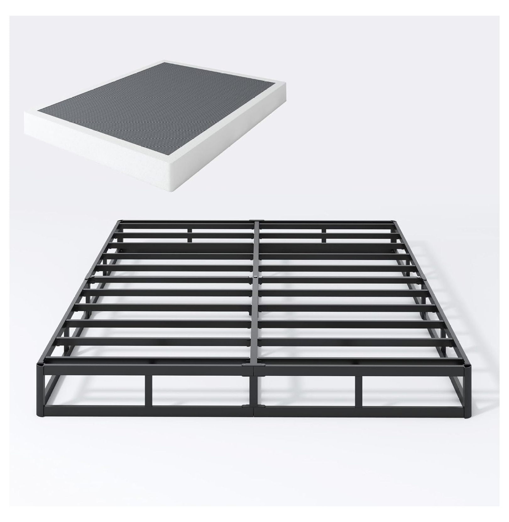 7 Inch Box Spring Full Size Bed Base, 3000 lbs Black Heavy Duty Metal