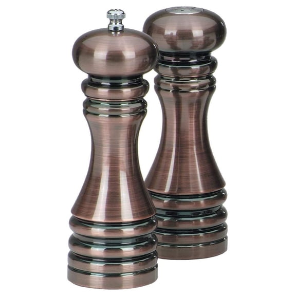 7 Inch Burnished Copper Pepper Mill and Salt Shaker Set