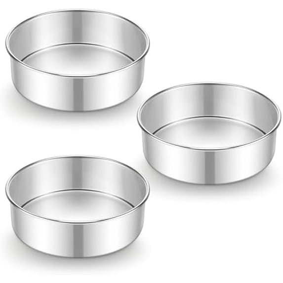 7 Inch Cake Pan Set of 3, Stainless Steel Round Baking Pans Tins for ...