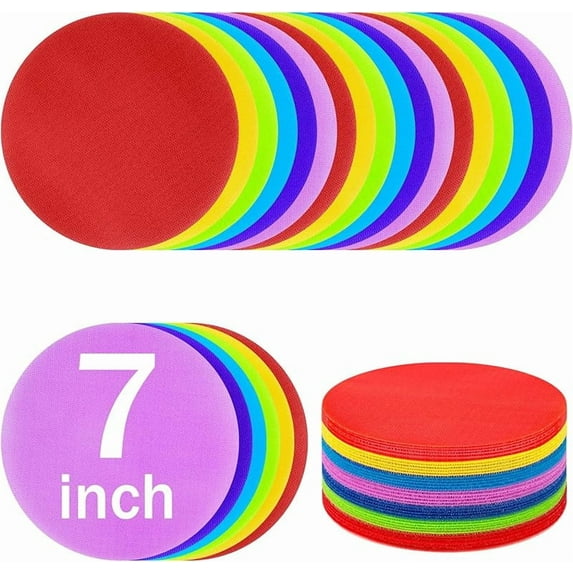 7 Inch Carpet Spots Markers Carpet Circles Carpet Markers for Kids Classroom Social Distancing, IKAYAS 30Pcs Removable Carpet Spots for Classroom Decoration Teacher Supplies, 6 Colors