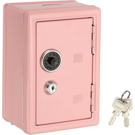 7 Inch Cash Box with Lock, Mini Safe Box Money Locker Small Bank Money Saving Boxes with Tray Keys for Cash Watches Jewelry Personal Items