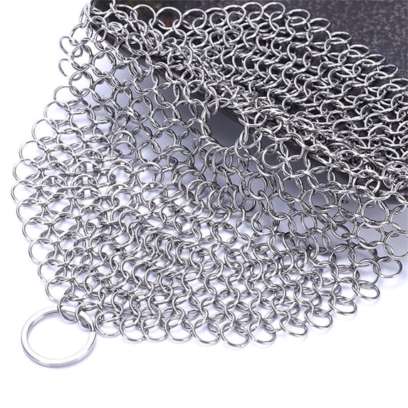 7 Inch Chainmail Scrubber 316 Stainless Steel Cast Iron Cleaner with Hanging Ring for Pot Pan Skillet and Cookware Cleaning