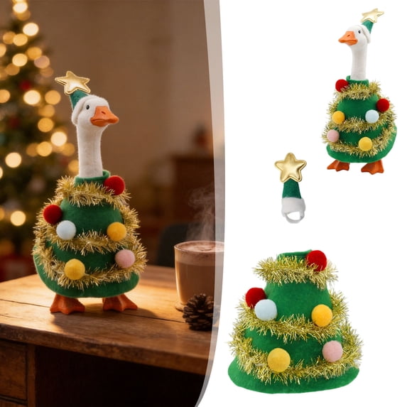 7 Inch Christmas Tree Desk Goose Outfit, Holiday for Mini Goose Statue, Home & Office Desktop Decoration, Cute Shelf Display Accessory for Autumn & Christmas Party