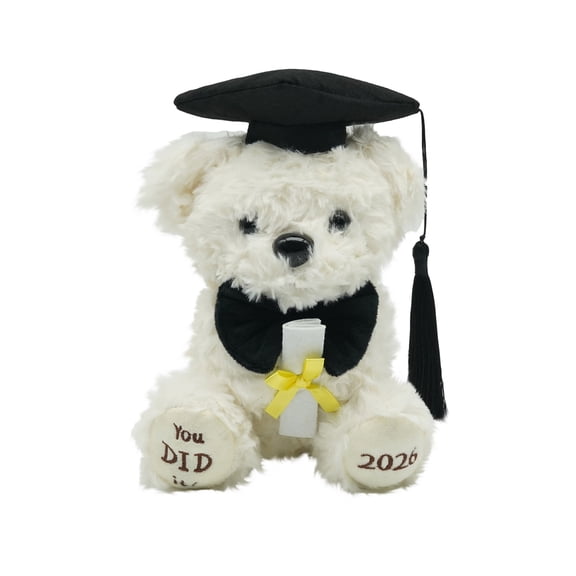 7 Inch Class of 2026 Graduation Bear Plush Toy, Soft Stuffed Animal with Cap and Diploma, Commemorative Gift for High School College Graduate, Congrats Grad Souvenir
