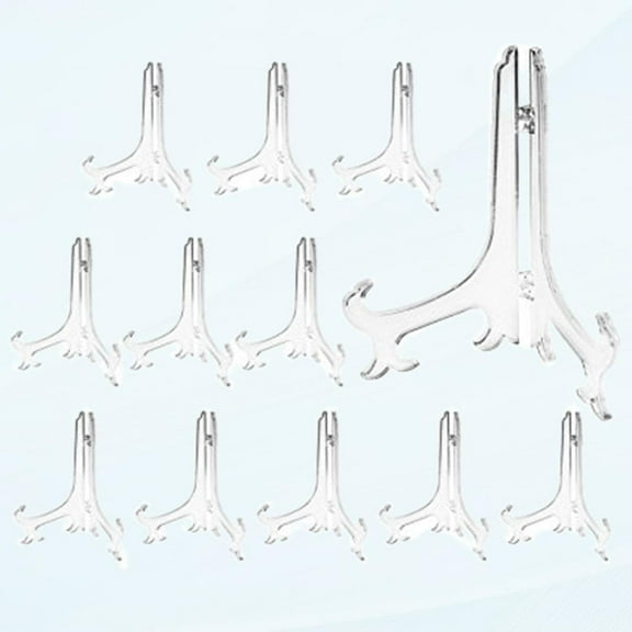 7-Inch Clear Plastic Easel or Stand/Board Holder for Displaying Pictures or Other Items at Weddings, Home Decor, Birthdays, Tables (12-Pack)
