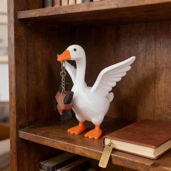 7 Inch Desk Goose Desktop Goose Statue Magnetic Goose Key Holder Funny Goose Figurine for Office Table or Home Decorations Idea