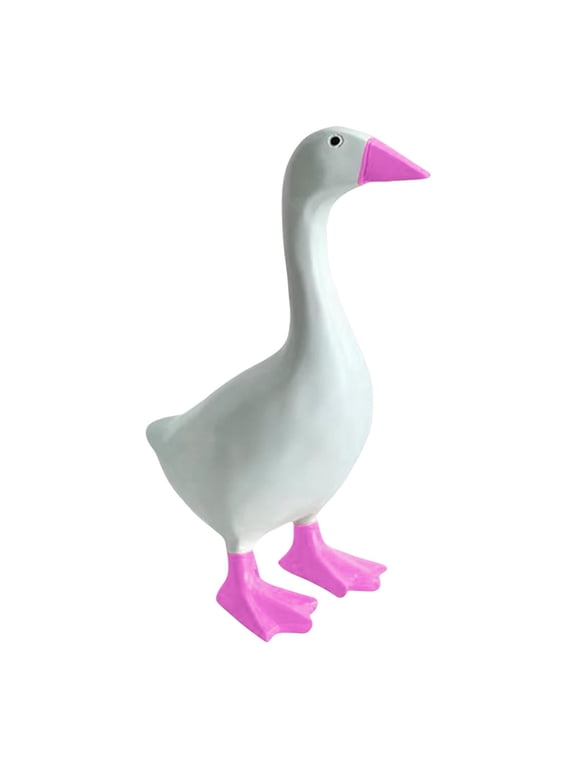 7 Inch Desk Goose Key Holder, Cute Resin Goose Statue with Magnetic Beak, Funny Desktop Figurine Key Rack for Home Office Decor