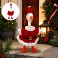 thumbnail image 1 of 7 Inch Desk Goose Outfits,Christmas Santa Costume Outfit Set For 7 In Porch Goose Figurine, Includes Hat & Dress, Tabletop Goose Statue Holiday Decor Accessory Clothes, 1 of 5