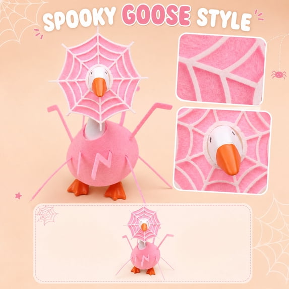 7 Inch Desk Goose Outfits, Halloween Vibrant Spider Web Costume Accessories, Stylish Outfit For Magnetic Desktop Goose Figurine, Seasonal Tabletop Ornament (Pink)