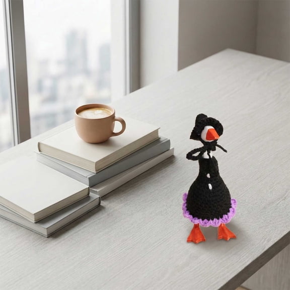 7 Inch Desk Goose Outfits Holiday Set – Witch, Black Mini Desk Goose Clothes Felt outfitss, Cute Seasonal Desk Goose Accessories for Magnetic Geese or Duck Statue, Desktop Motion Toys