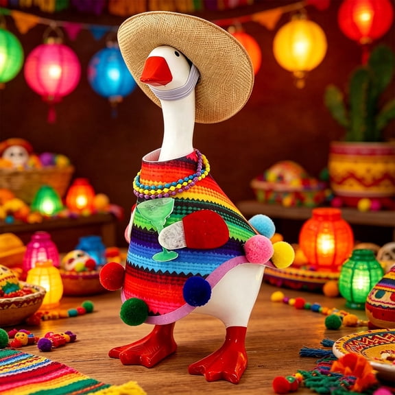 7 Inch Desk Goose Outfits,Mini Desk Goose Costumes Accessories,Mexican Cinco De Mayo Decor for Desktop Goose Statues Office and Home Table