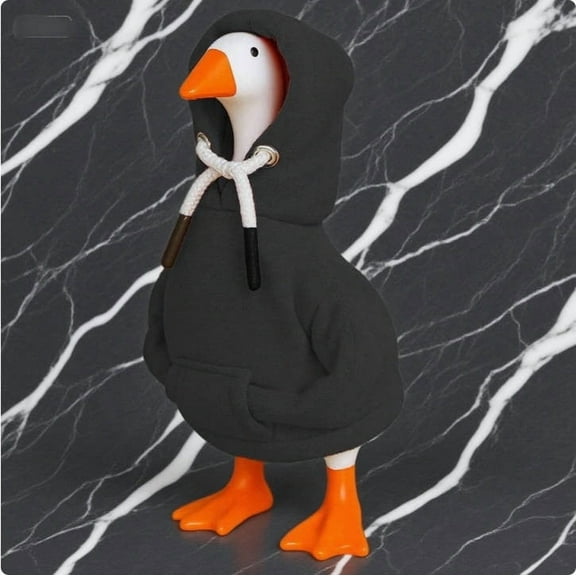 7 Inch Desk Goose Outfits, Mini Porch Goose Hoodies Desktop Goose Accessory, Halloween Hoodie Magnetic Goose Statue Key Holder Clothes for Table Decor, Black