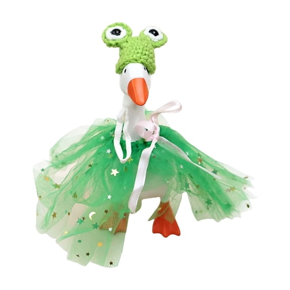 7 Inch Desk Goose Outfits,Mini Removable Tulle Skirt Hat Set for Bookshelf Display & Tabletop Holiday Prop,Cute Desktop Ornament,Green