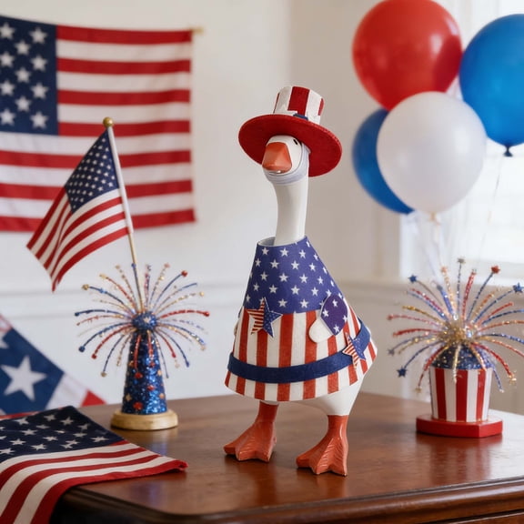 Desk Goose Outfits, 7 Inch Patriotic 4th of July Desk Goose Costumes, Independence Day Festive Clothes for Desktop Goose Statues, Memorial Day Summer Home Office Table Decor Accessories
