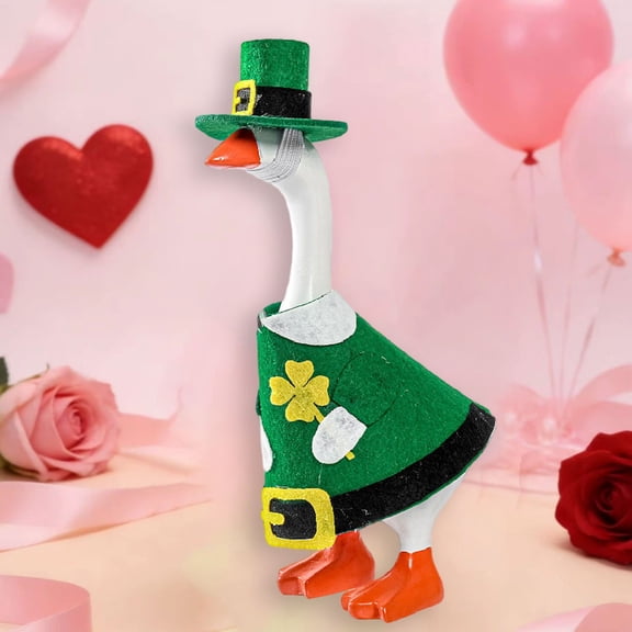 7 Inch Desk Goose Outfits, St. Patrick's Day Desk Goose Costumes Accessories, Spring Holiday Decor for Magnetic Desktop Goose Statues Office and Home Table, Green