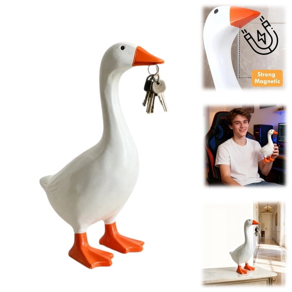 7 Inch Desk Goose Statue Cute Resin Desktop Goose Figurine for Desk Decor, for Holidays and Housewarming