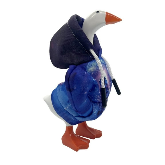 7 Inch Tabletop Goose Statue with Hoodie Outfit Miniature Porch Key Holder Sculpture for Indoor Display