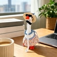 thumbnail image 1 of 7-Inch Desktop Goose Country Style Pearl Necklace Outfit Set – Mini Figurine for Office Desk, Polyester, 1 of 6