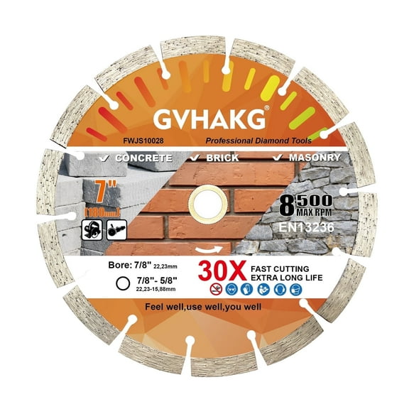 GVHAKG 180mm Diamond Segmented Angle Grinder Blade for Cutting Masonry, Brick, Block, Stone