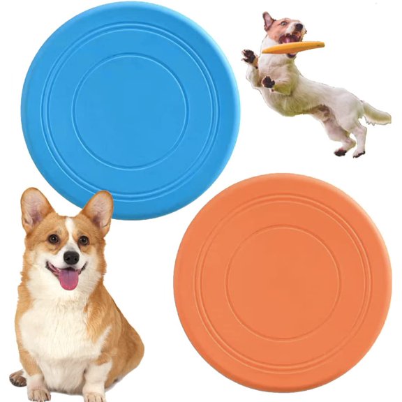 7 Inch Dog Flying Disc, Puppy Flyer Toy React Faster Training Interactive Toys for Small Medium Dog, Lightweight Durable and Water Resistant Floating Saucer (Blue+Orange)