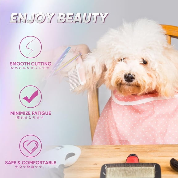 7 Inch Dog Grooming Scissors Kit Premium Japanese 440C Stainless Steel Straight Thinning Curved Chunker Shears with Comb for Precise Styling