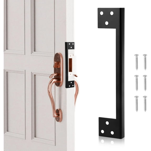 7 Inch Door Latch Guard Plate, Latch Guard Plate Cover Heavy Duty L-Shaped Door Latch Shield Outswing Door Security Protector to Block Access to Door