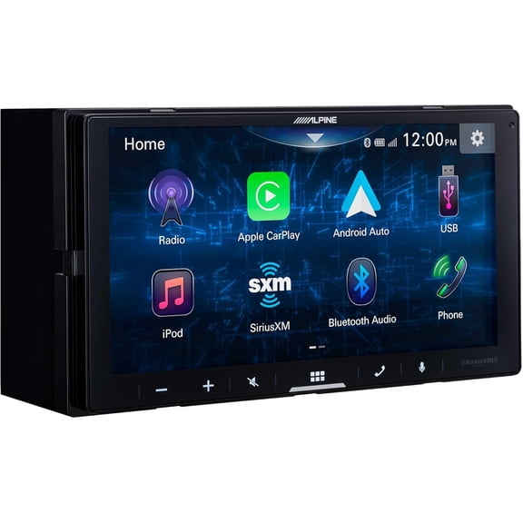 7 Inch Double DIN Touchscreen Multimedia Receiver, Compatible with CarPlay & Android Auto