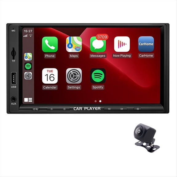 7 Inch Double Din Car Stereo with Wireless Carplay Android Auto, Car Radio with Bluetooth FM Mirror Link Backup Camera,1x Car Stereo 1x Backup Camera,Black