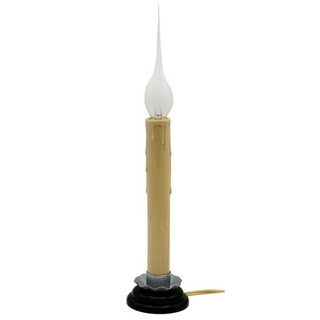 7 Inch Electric Rustic Country Candle Lamp with On/Off Switch, 5 Foot Ivory Cord, Metal Base and 5W Silicone Bulb Included