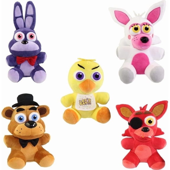 7 Inch FNAF Series 1 Plush Set of 5, Soft Stuffed Animatronic Plushies Collectible Gift for Kids Game Fans