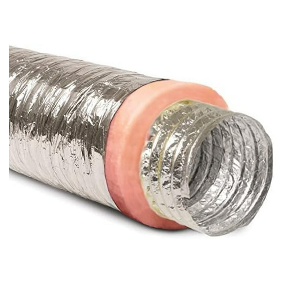 7" Inch Flexible Aluminum Ducting Hose Insulated R-6.0 Air Duct Pipe for for Heavy Duty HVAC & Exhaust Ductwork Insulation - 25' Feet Long - in Accordance with UL 181