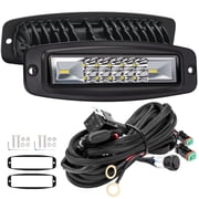 7-Inch Flush Mount LED Pod Lights with Wiring Harness, 120W Spot Flood Combo Off-Road Backup Work Lights, IP68 Waterproof for Trucks, SUVs, UTVs, ATVs and 4x4 Vehicles, 2-Pack