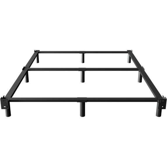 7 Inch Full Size Bed Frame for Box Spring and Mattress, 9 Support Metal Bed Base, Tool-Free and Easy Assembly, Black