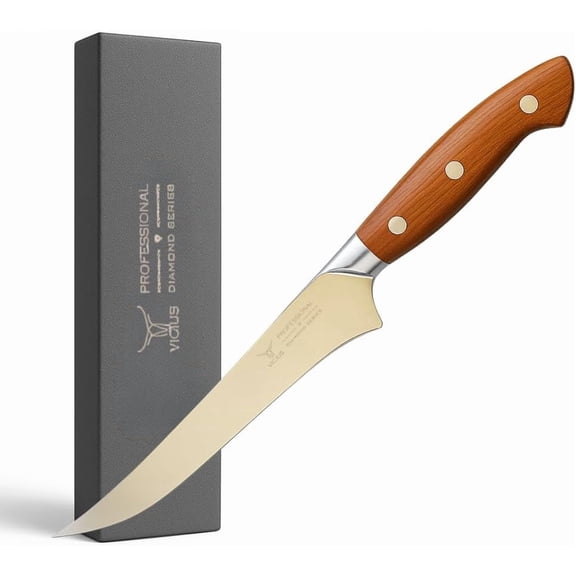 7-Inch Fillet Knife, German 1.4116 Stainless Steel Blade, Red Wood Handle, Flexible Fish Filleting Knife for Meat & Poultry, Gift Box