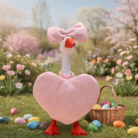 7 Inch Goose Statue Valentine's Outfit Set, Red Heart & Bow Costume for Spring Holiday Home Decor