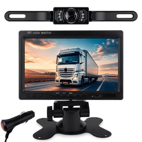 7 Inch Backup Camera Monitor Kit, 800x480 Wired Rear View Display Screen with 7 LED Camera for 12V 24V Vehicles