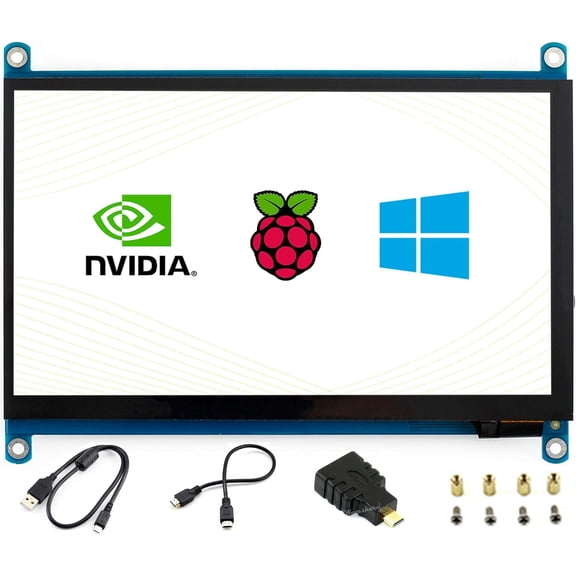 7 Inch HDMI LCD 1024x600 IPS Capacitive Touch Screen Monitor for 4B/3B+/3B/2B/A+/Zero W/WH/Jetson Nano/Banana Pi/Windows 10/8.1/8/7