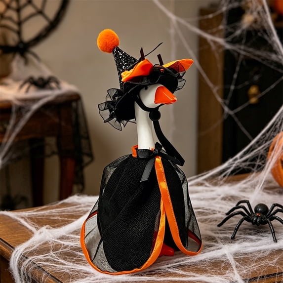 7 Inch Halloween Goose Outfits Desk Outfit Mini Porch Goose Outfit for Desktop Goose Figurine Holiday Desk Goose Clothes Pointed Hat and Cape Set Witch (No Goose)