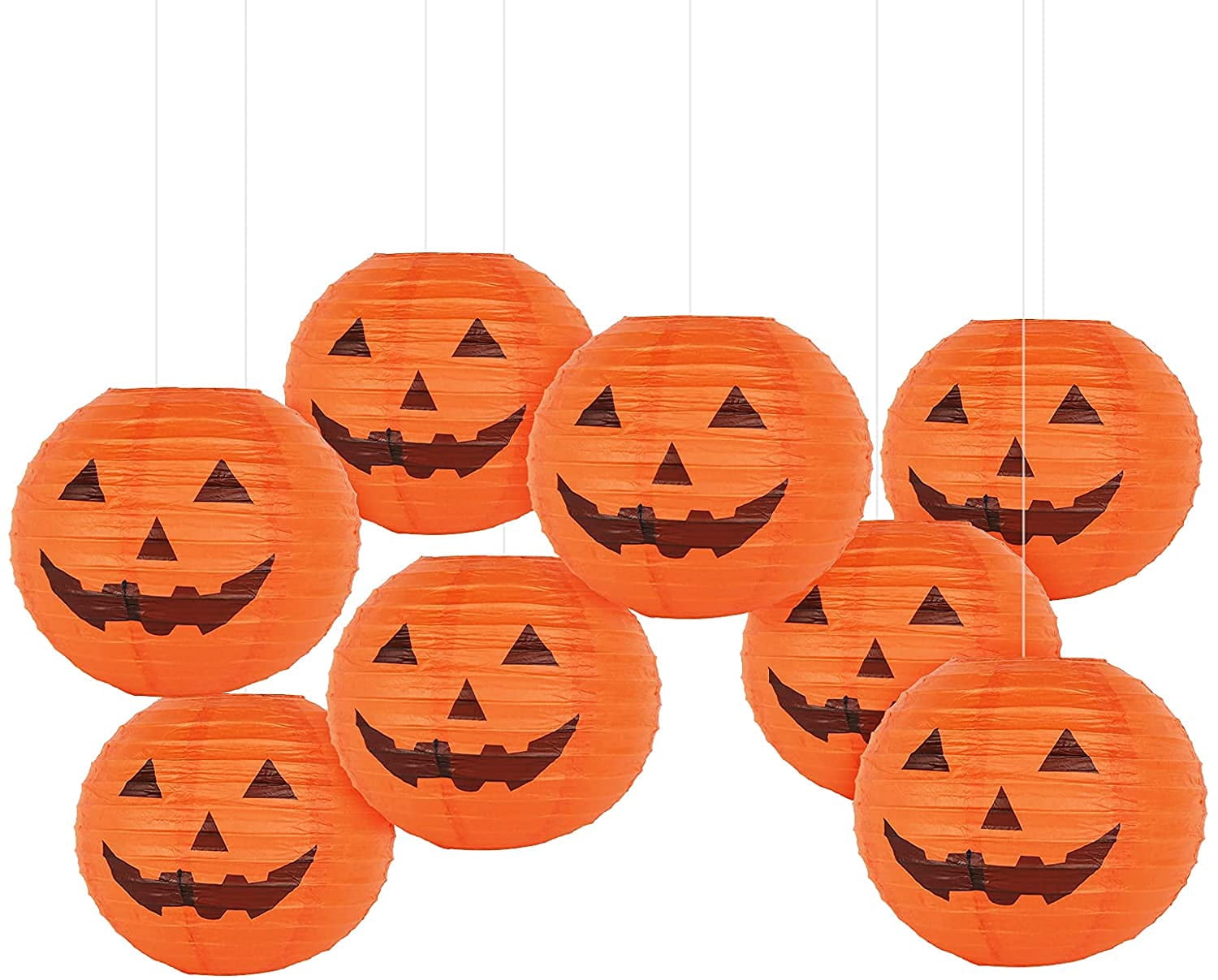 7 Inch Halloween Paper Pumpkin Lanterns Jack-O-Lanterns Hanging ...
