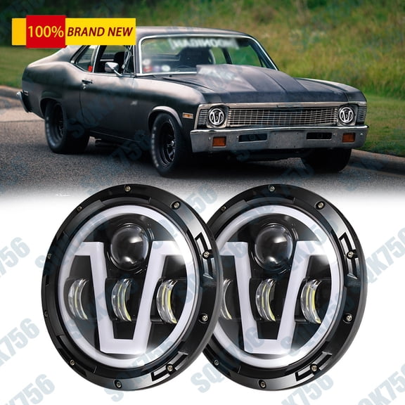 7" Inch Halo LED Headlights Hi/Lo Beam for Chevy C10 C20 C30 G10 G20 K10