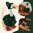 thumbnail image 1 of 7 Inch Hand Crochet Christmas Tree Goose Outfit, Green Knitted Xmas Tree Costume Set with Rhinestone Decor for Small Goose Statue Winter Holiday Farmhouse Decor, 1 of 7