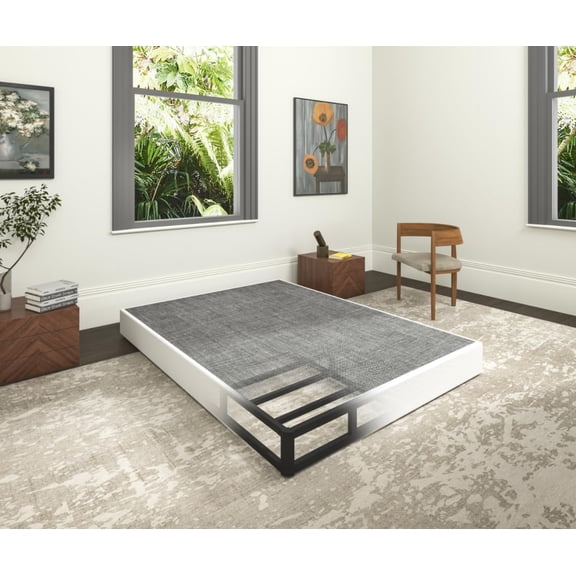 7 Inch Heavy Duty Metal Box Spring Full Size, Low Profile Full Mattress Foundation Bed Base, 3000 lbs Weight Capacity, Easy Assembly, Easy Clean Fabric Cover, Black