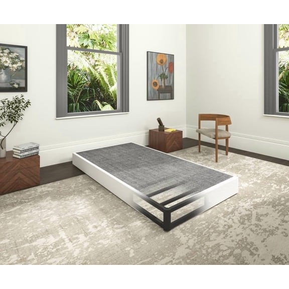 7 Inch Heavy Duty Metal Box Spring Twin Size, Low Profile Twin Mattress Foundation Bed Base, 2500 lbs Weight Capacity, Easy Assembly, Easy Clean Fabric Cover, Black