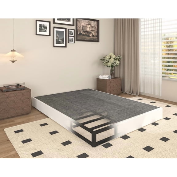 7 Inch Heavy Duty Metal Queen Box Spring Mattress Foundation, 3000lbs High Capacity Bed Base with Non-Slip Support, No Noise Structure, Easy Assembly, Durable Fabric Cover, Black