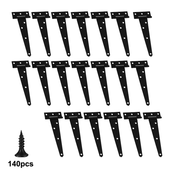 7 Inch Heavy-Duty T-Strap Hinge with Matching Screws Rustproof Tee Hinge for Shed Gate Barn Door Cabinet Wooden Furniture Farmhouse Installation(Black-17.7X6.8CM)