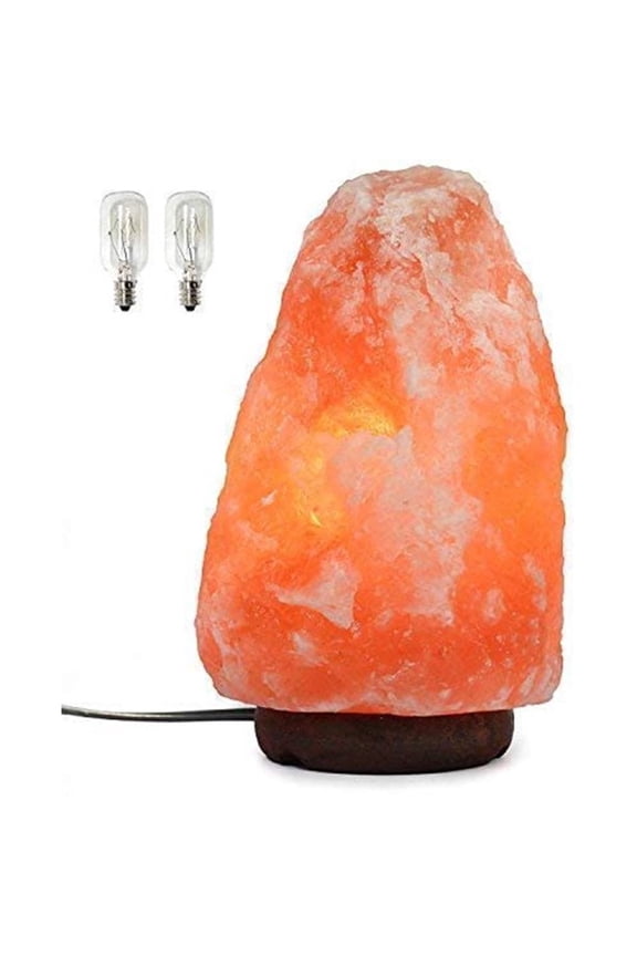 7 Inch Himalayan Salt Lamp with Dimmer Cord - Night Light Natural Crystal Rock Classic Wood Base Authentic from Pakistan